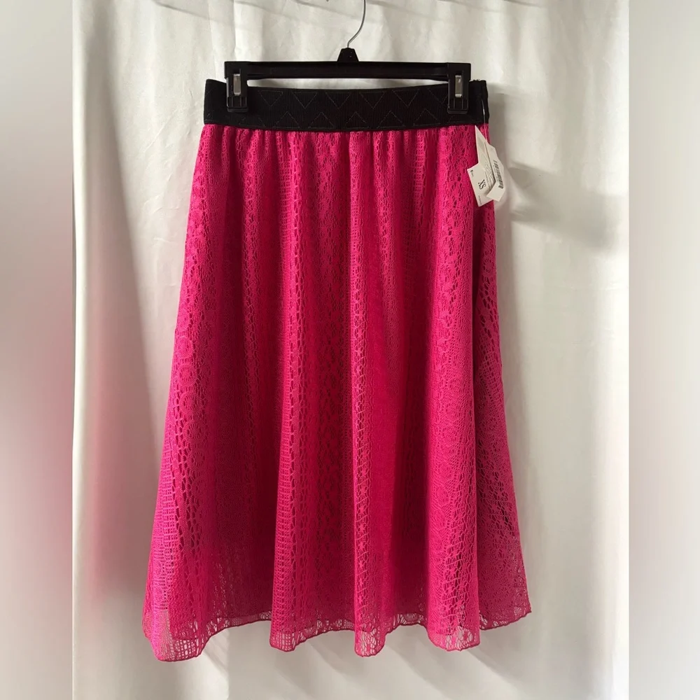 LulaRoe NWT Hot‎ Pink Lace Lola XS Skirt